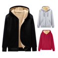 thumbnail image 2 of Skymirror Men Winter Coat Thick Soft Plush Hooded Zip Up Cardigan Long Sleeve Solid Color Drawstring Pockets Casual Plus Size Men Jacket, 2 of 8