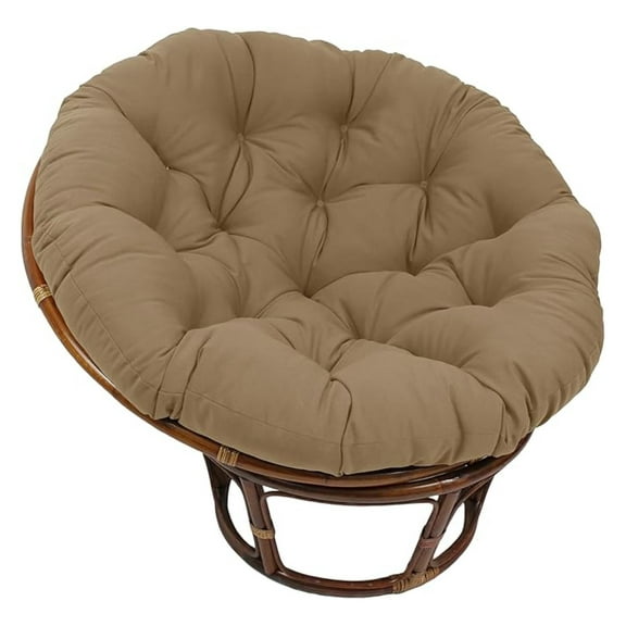 Twill Papasan Cushion 52 Inch, Toffee - Round Floor Cushion Replacement, Tufted Papasan Pad for Chair, Indoor Bohemian Decor, 100% Polyester