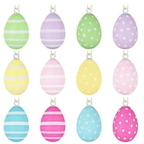 Taotanxi Easter Decorations Egg Tree Ornaments, 12 Pcs Mini Eggs Ornaments for Small Tree, Matte Finish With Dots Stripes, Kids School Home Office Party Supplies Gifts, Spring Decorations for Home