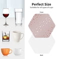 thumbnail image 6 of Lsque Rose Gold Abstract Spots 1 Pattern 4" Drink Coasters Set of 4, PVC Leather Absorbent Coasters, Table Coaster Set Decorative Coffee Cup Coasters Housewarming Gift -Hexagon, 6 of 6