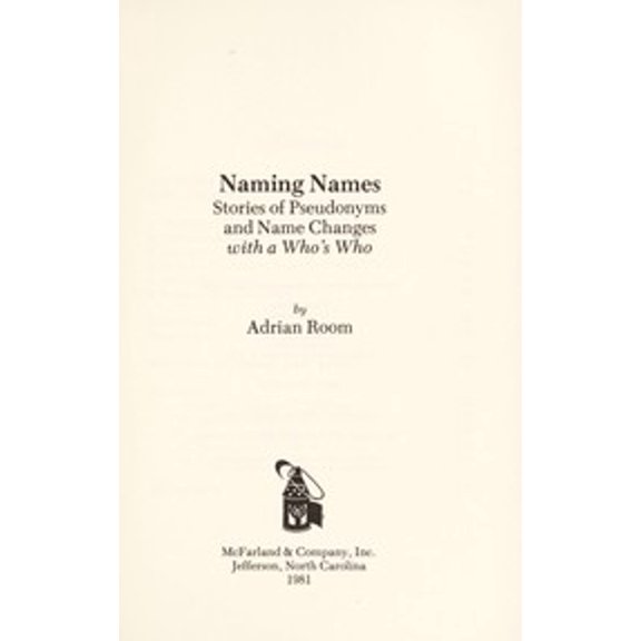 Pre-Owned Naming Names : Stories of Pseudonyms and Name Changes with a Who's Who (Library Binding) 9780899500256