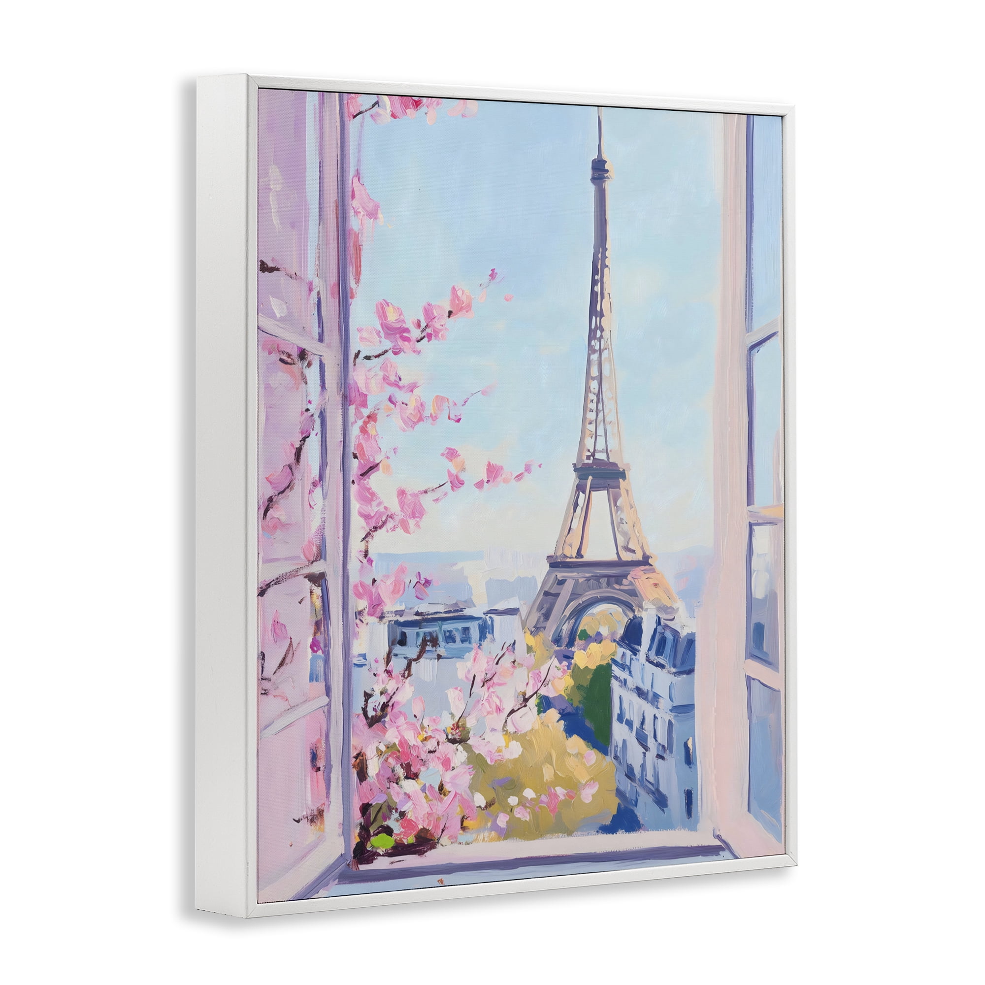 Stupell Industries Eiffel Tower View in Spring White Framed Giclee Art, design by The Prints Vibe