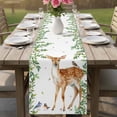 thumbnail image 4 of Spring Botanical Table Runner - 48 Inch Long Watercolor Leaves Deers Birds Country Cotton and Linen Blended Dress Scarves Farmhouse Table Runner for Kitchen Dining, Coffee Table, 13" x 48", 4 of 8