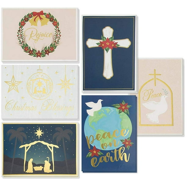 48-Pack Religious Christmas Cards - Holiday Greeting Cards Bulk Box Set