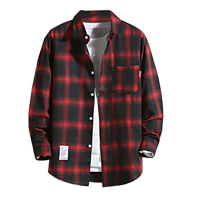 Camisas de franela a cuadros con forro polar Sherpa para hombre, chaquetas informales térmicas con botones, abrigo de trabajo cálido de invierno, ropa de abrigo de felpa