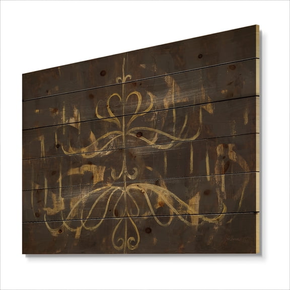 Designart 'Abstract Glam Gold Chandelier' Modern Glam Print on Natural Pine Wood