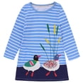 thumbnail image 1 of Vestido Para Niñas, Ropa Para Niñas, Ropa De Otoño Para Niños, Camiseta De Manga Larga, Vestido Bordado A Rayas De Dibujos Animados, Azul Oscuro Odeerbi LM103-212, 1 of 9