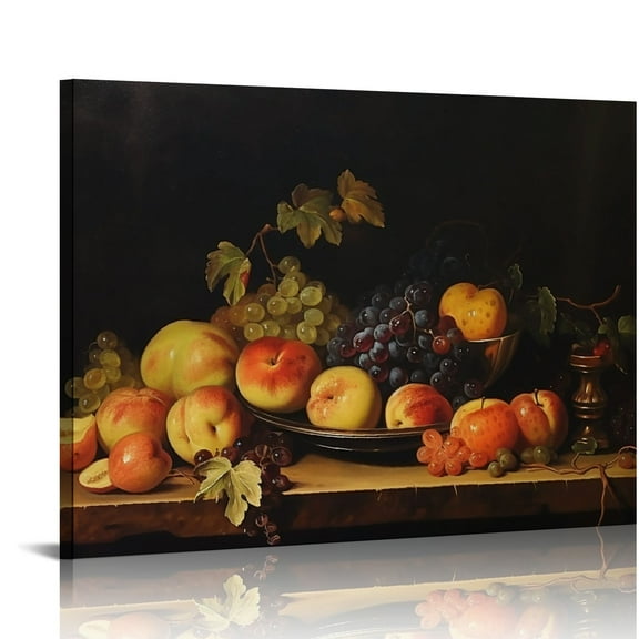 JRXY Farmhouse Still Life Picture Living Room - Rustic Vintage Decor for Bedroom - Tangerine Orange Fruit Moody Muted Oil Painting Art Deco Wall Art for Kitchen - Antique French Poster 20x16in