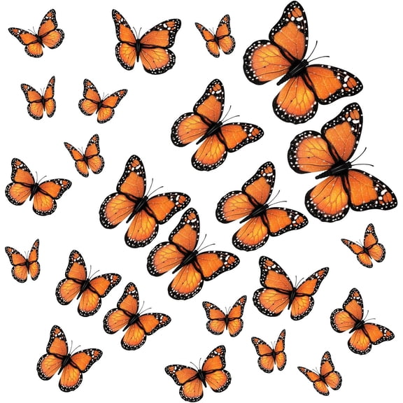 4 Size Monarch Butterfly Decor Halloween Wall Decor Artificial Magnetic Monarch Butterfly Decor 3D Monarch Butterfly Wall Decal for Autumn Halloween Home Wall Decoration (Colorful,48 Pieces)