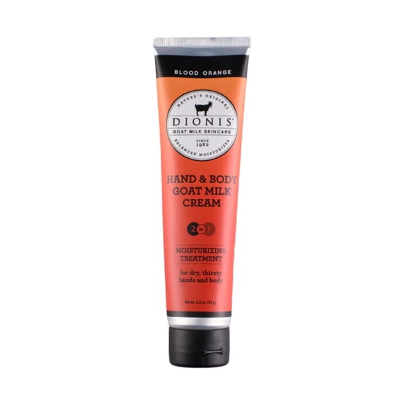 Dionis Goat Milk Skincare 3.3oz Crema para manos y cuerpo de naranja sanguina - Loción de manos tamaño viaje para hidratar e hidratar la piel seca - Crema libre de crueldad fabricada en los EE. UU. -