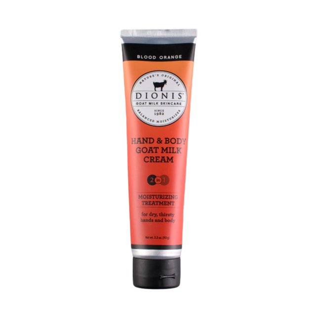 Dionis Goat Milk Skincare 3.3oz Crema para manos y cuerpo de naranja sanguina - Loción de manos tamaño viaje para hidratar e hidratar la piel seca - Crema libre de crueldad fabricada en los EE. UU. -