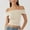 Beige, variant on QUNYINEY Solid Womens Tshirts Casual Off Shoulder Boat Neck Tops Crop Short Sleeve Slim Shirts