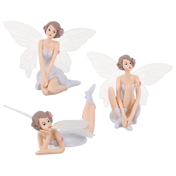 MERRYHAPY 3Pcs Fairy Decorations Winged Girl PVC Garden Fairy Figurines Design for Office and Home Decor
