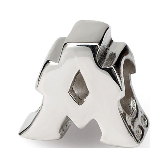 Initial Letter A Charm .925 Sterling Silver Reflection Beads - QRS468A