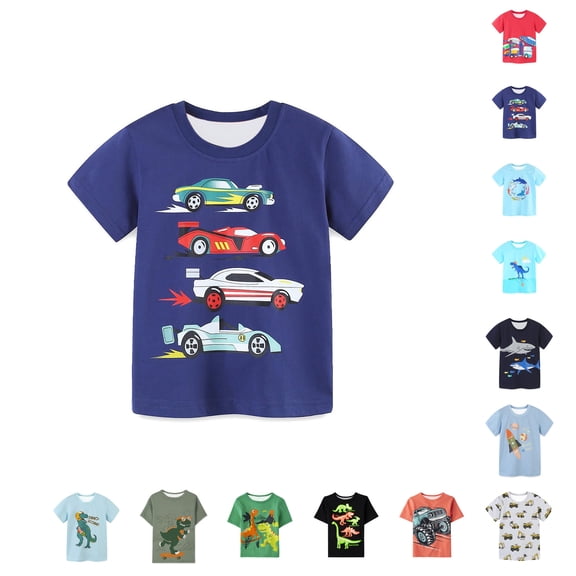 SROBPTY Kids Boys and Girls 3-14 Years Short Sleeve Round Neck Print Casual Tshirt Top