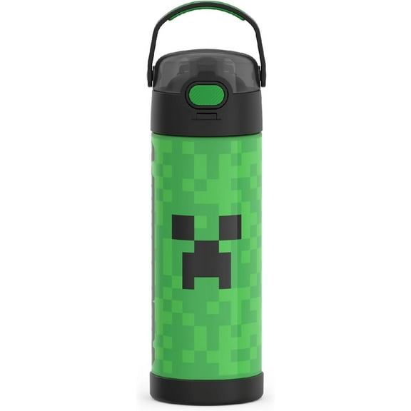 FUNTAINER 16 Ounce Stainless Steel Vacuum Insulated Bottle with Wide Spout Lid, MINECRAFT