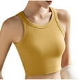 thumbnail image 3 of Jinhomg Crop Tank Top with Built in Bra for Women Causal Sleeveless Camisole Basic Solid Layer Shelf Bra Ladies Summer Outfit Yellow M, 3 of 7