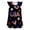 Z5 Black, variant on Trendfront GirlsDress Crew Neck Sleeveless Red White Blue Stripe Pattern Flutter Sleeve Soft Cotton Nightgown