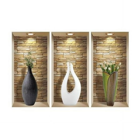 HomeRoots 565392 Dia Faux Niche 3D Peel & Stick Wall Decals - Set of 3