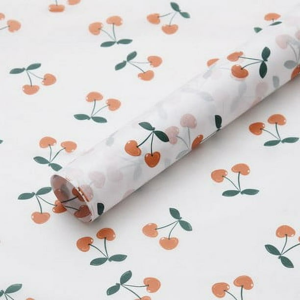Zhuge flores, regalos, papel para envolver cajas de regalo, flores de papel con forma de pera de nieve y elementos naturales, papel para envolver regalos (cerezas pequeñas)