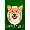 thumbnail image 1 of Corgi Pembroke Welsh T/W - Best of Breed Welcome Pineapples Garden Flags. Flag is 12" x 17", 1 of 1