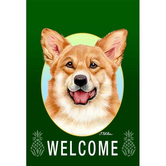 Corgi Pembroke Welsh T/W - Best of Breed Welcome Pineapples House Flags