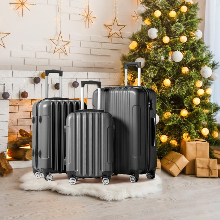 Zimtown, 3 Piece Nested Spinner Suitcase Set, Dark Gray, 20/24/28