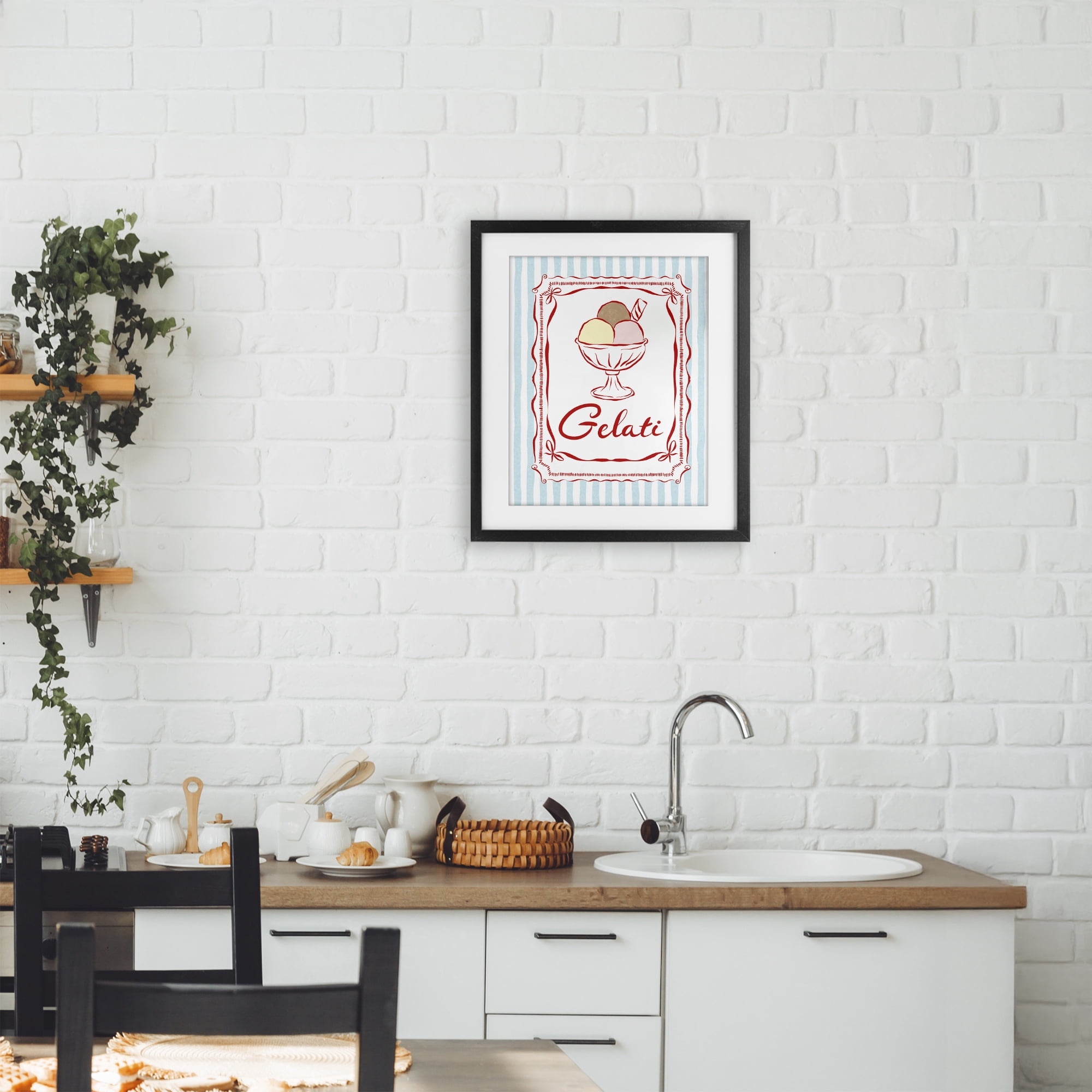 Stupell Industries Italian Summer Gelati Black Framed Print Under Glass, design by Miriam Wood