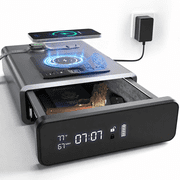 Biometric Clock Safe with LED Display & Wireless Phone Charging – Secure Storage for Valuables,High-tech gifts
