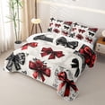 thumbnail image 3 of Manfei Girls Red Ribbon Bowtie Bed Spread Queen,Gothic Romantic Roses Queen Coverlet Set for Teens, 3 of 7