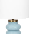 thumbnail image 6 of Kate and Laurel Rogala Modern Glass Bedside Table Lamp, 8 x 8 x 18, Blue and Antique Brass, Decorative Sculpted Bubble Tabletop Desk Lamp with Linen Shade for Living Room Decor, 6 of 10
