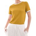 thumbnail image 3 of Women Neck Color Block Basic Casual Short Sleeve T Shirt, 3 of 9
