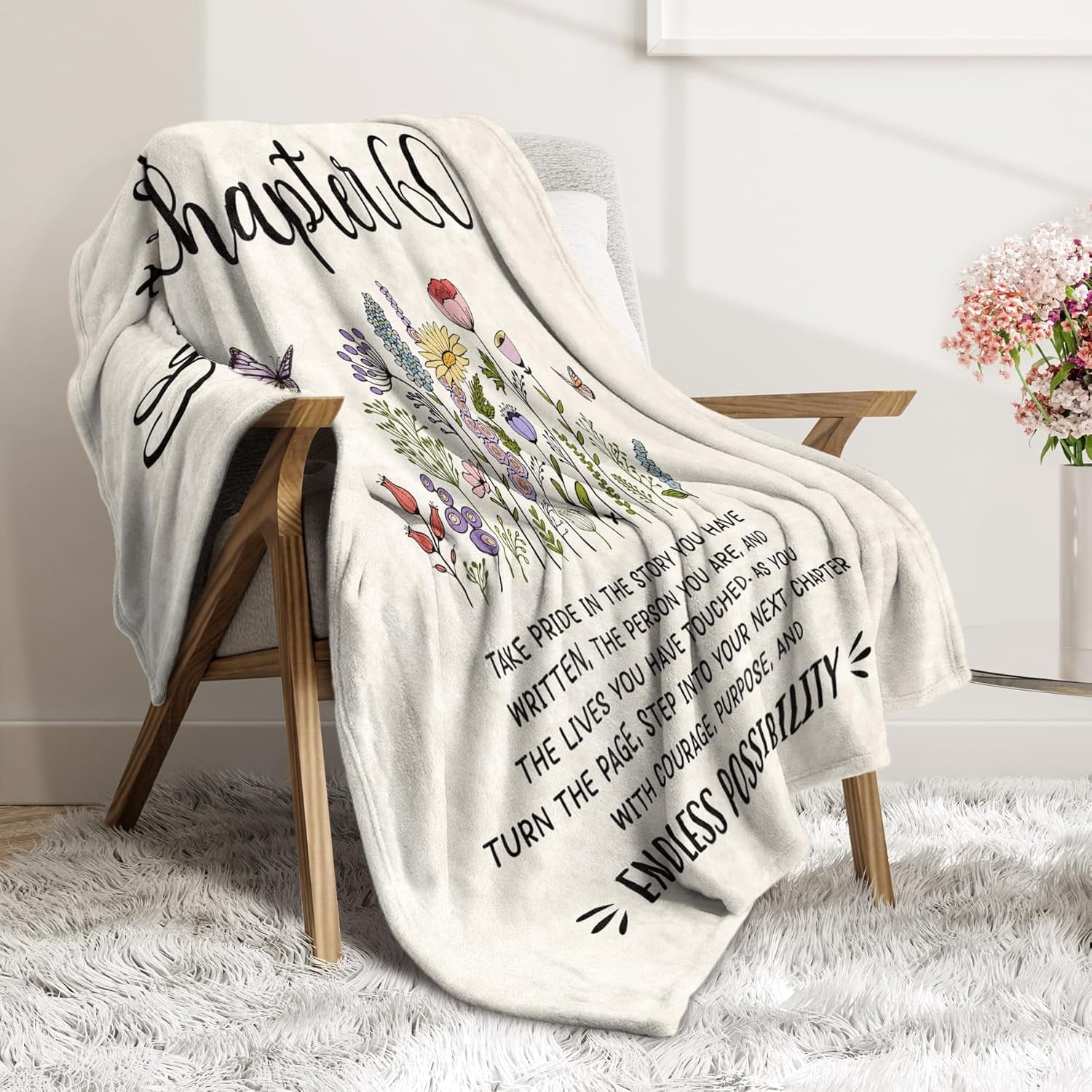 60th Birthday Gifts for Women, Chapter 60 Birthday Blanket, 60 Year Old Bday Gift for Woman, Friend, Sister, Mom, 1965, 60th Birthday Decorations, Turning 60 Throw Blankets