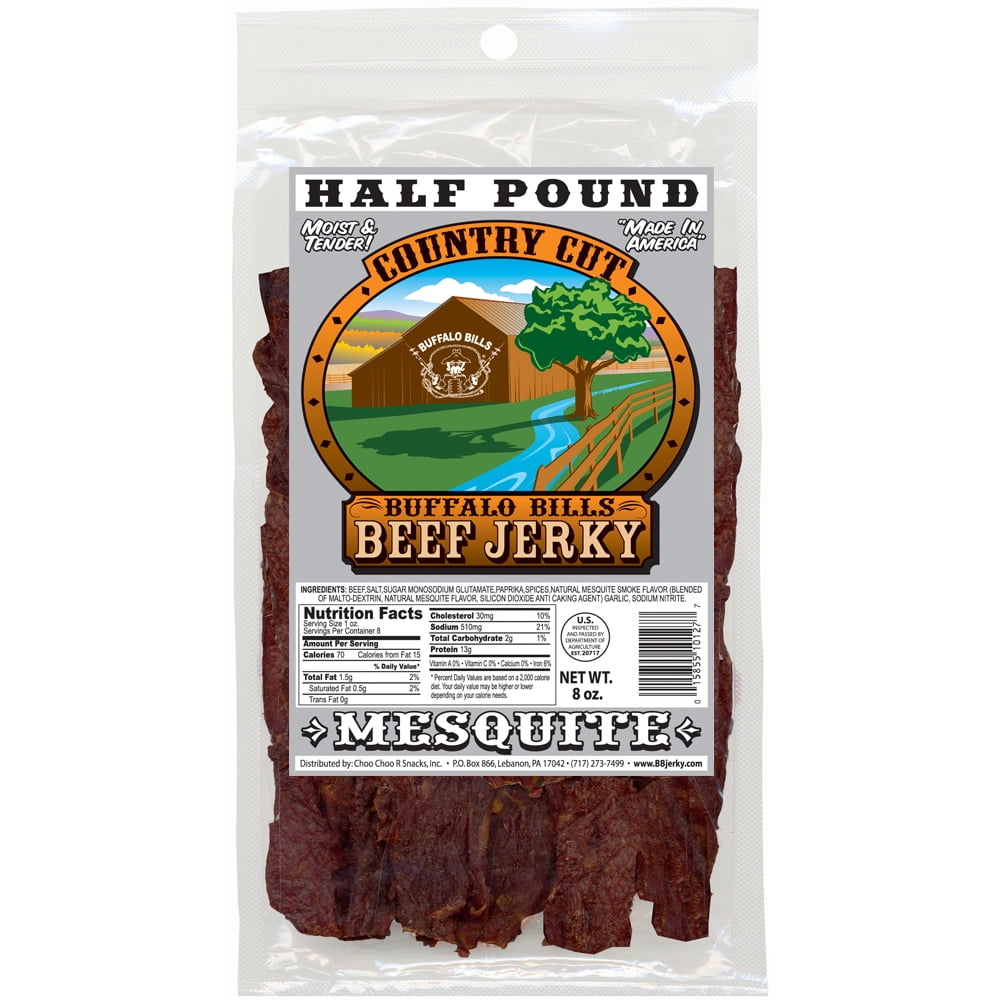 Buffalo Bills 8oz Mesquite Country Cut Beef Jerky – Three 8oz Packs