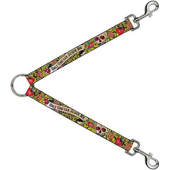 Buckle-Down Dog Leash Splitter Only God Can Judge Me Yellow 1 Foot Long 1 Inch Wide