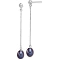 thumbnail image 1 of Sterling Silver Rhodium-Plated 7-8mm Fwc Black Pearl Post Dangle Earrings Made In China qe15052, 1 of 5