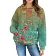 thumbnail image 5 of Mercatoo Girls Vintag Hoodi, Kids Flor Print Long Sleeve Hooded Sweatshirt Casual Stylish Fall Winter Outfit Tops, 5 of 7