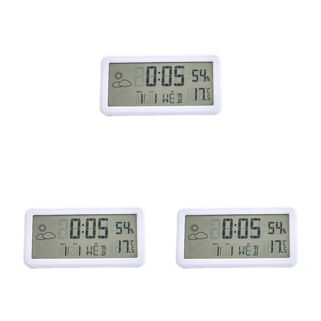 Wosthever Reloj Estilo simple Termómetro LCD Higrómetro Monitor de temperatura inteligente Relojes en blanco y negro Modo de repetición Type3 NO3