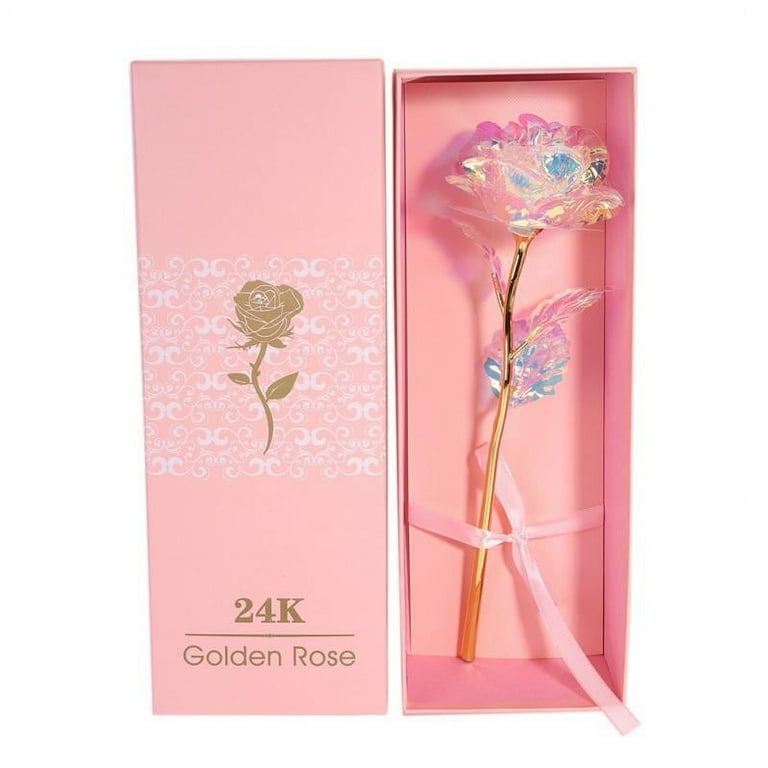 GENEMA 24K Plated Gold Dipped Rose Dried Flower Kit with Gift Box and  Dispaly Stand for Valentine's Day Wedding Anniversary Rose Flower Gift 