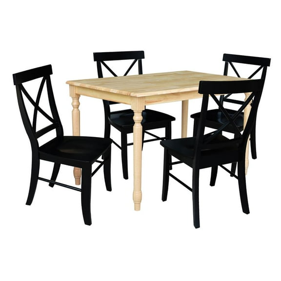 International Concepts 30x48 Solid Wood Dining Table with 4 Chairs in Natural