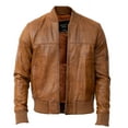 thumbnail image 6 of Mens MA-1 Leather Bomber Jacket-Cowes in Tan, 6 of 11