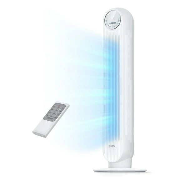 Dreo Tower Fan, Quiet Smart WiFi Fan with Remote, 90° Oscillating, Voice Control, 4 Modes, 4 Speeds, 8H Timer，white