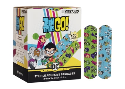 First- Aid Bandages Teen Titans GO!  Adhesive Sterile Plastic Bandages 100 Count