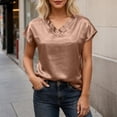 thumbnail image 2 of XIAOCHA Dolman Sleeve Satin Tops For Women Short Sleeve V-Neck Pullover Top Elegant Office Party Tops, 2 of 6