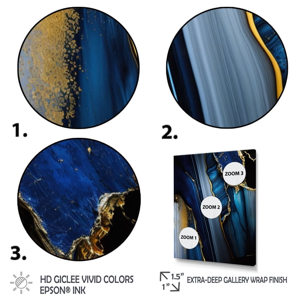 Designart Abstract Geode Geometric Blue II Canvas Wall Art