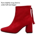thumbnail image 2 of Delicious Women's Faux Suede Tassel Square Toe Ankle Bootie, Red ,  11 M US, 2 of 6