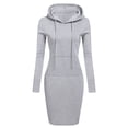 thumbnail image 5 of BAOQIN Tops for Women Women's Solid Hooded Lace Up Long Sleeve Pocket Long Fashion Sweater Gray 1, 5 of 9