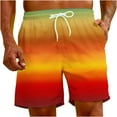 thumbnail image 5 of IYTR Mens Shorts Gradient Color Casual Shorts Beach Shorts with Pockets Lightweight Summer Elastic Waist Drawstring Shorts Orange M, 5 of 7