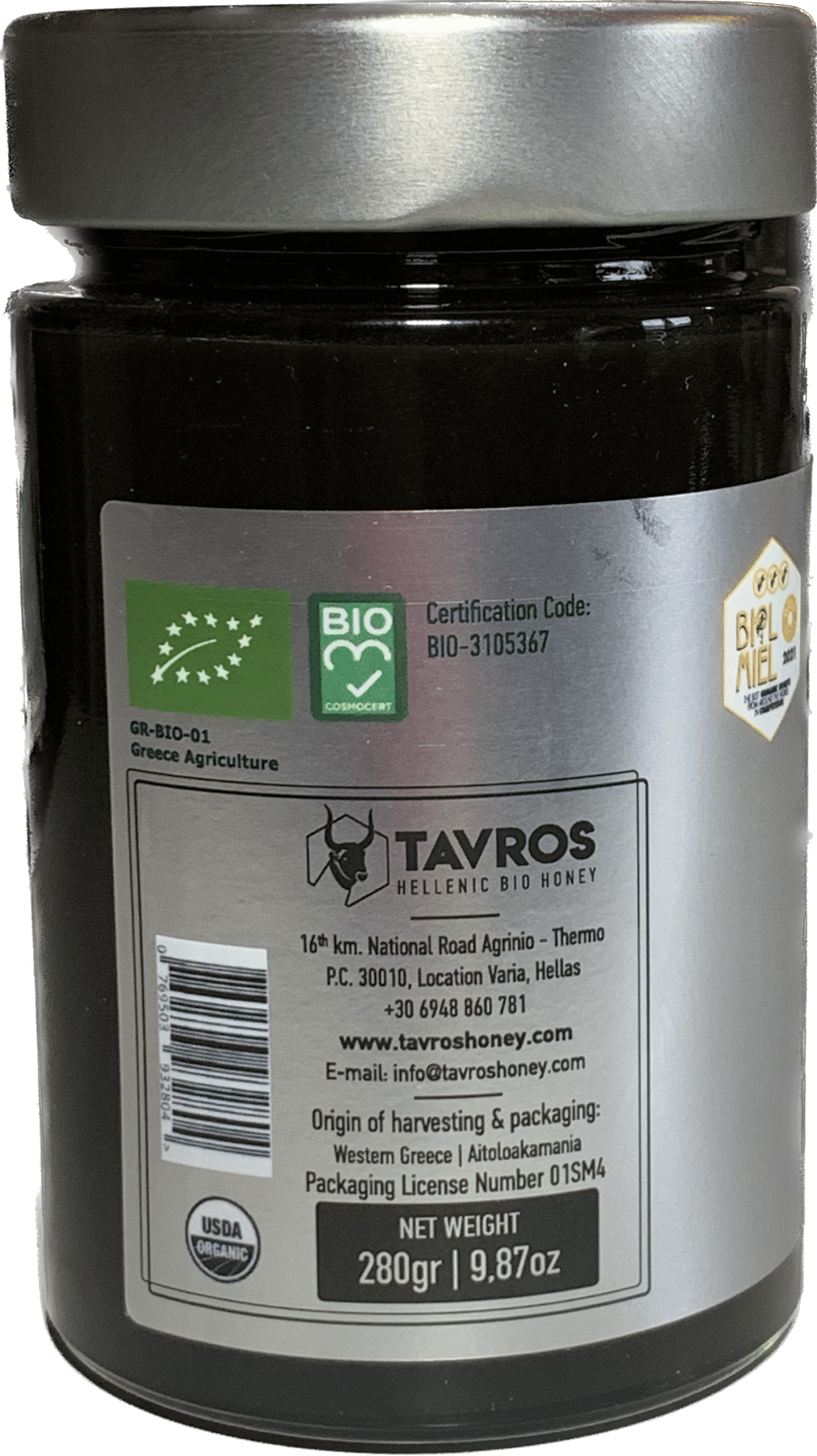 Tavros, Wild Forrest. Premium Organic Honey, Unprocessed 100% Raw (Wild Oak, Heather, Chestnut) A True Superfood. (280gr/9.87oz)
