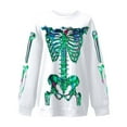 thumbnail image 3 of Halloween Skeleton Sweatshirts for Women 2025 Long Sleeve Crewneck Skeleton Graphic Sweatshirt Pullover Tops, 3 of 5